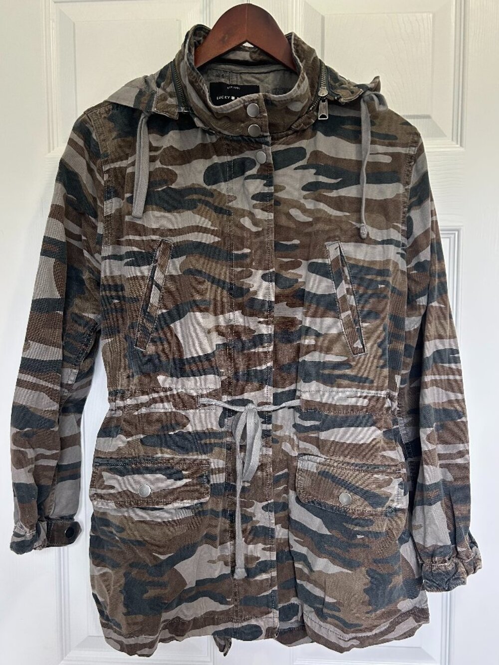 Lucky Brand Size Small Women's Washed Camo Jacket - Green Multi